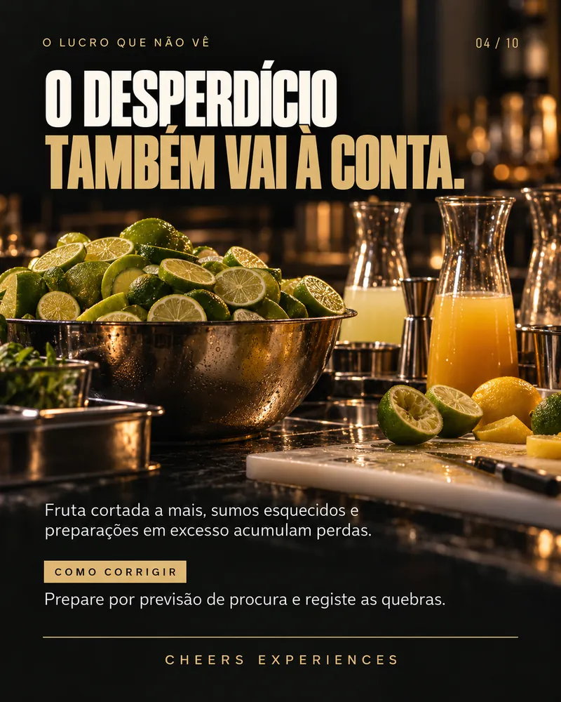 04/10 · O desperdício também vai à conta. Fruta cortada a mais, sumos esquecidos e preparações em excesso acumulam perdas. Como corrigir: Prepare por previsão de procura e registe as quebras.