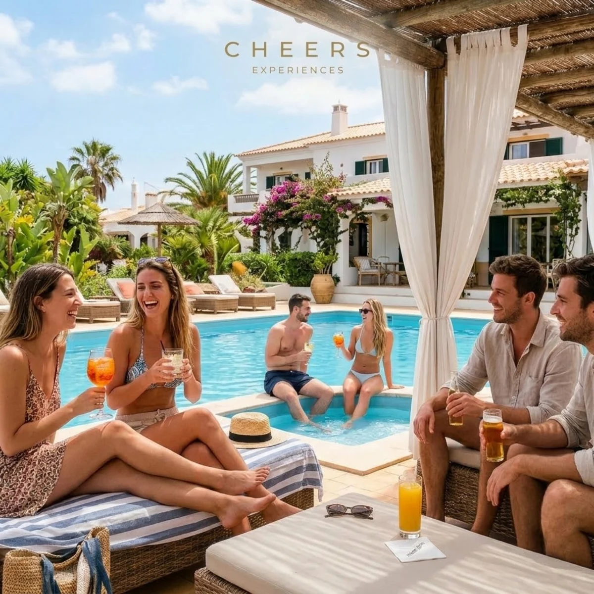 Convívio Day After junto à piscina, com amigos e cocktails num ambiente descontraído.